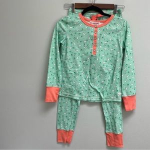 -American girl pajama set Henley pants dog print size large 14/16